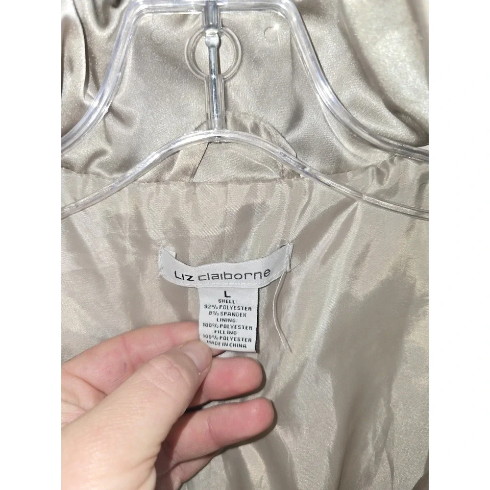 Liz‎ Claiborne Womans Puffer Vest Medium Grey Zip Side Pockets Quilted